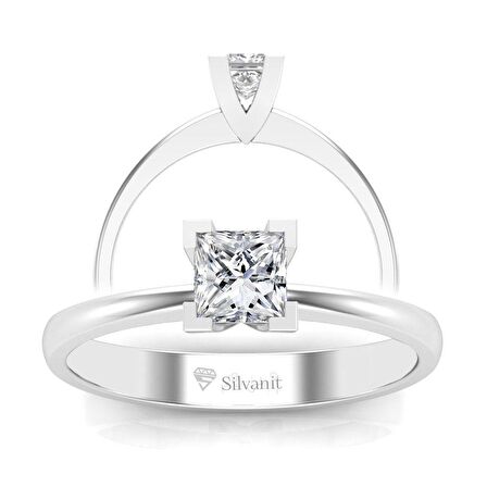 0,50 Karat G Renk Uluslararası Sertifikalı Pırlanta Prenses Yüzük