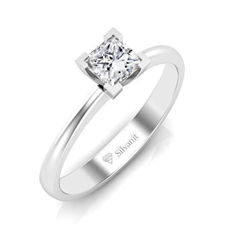 0,50 Karat G Renk Uluslararası Sertifikalı Pırlanta Prenses Yüzük