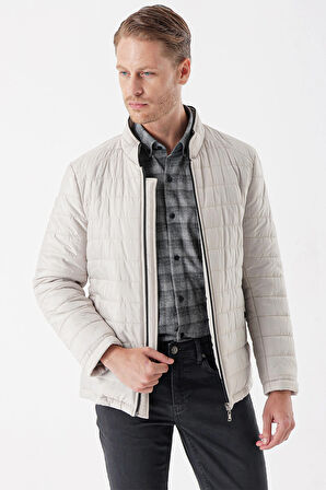 Hakim Yaka Astarlı Slim Fit Dar Kesim Casual Mont 1007235156 Taş Rengi