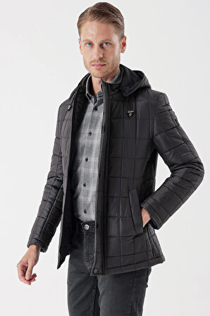 Kapüşonlu Astarlı Slim Fit Dar Kesim Casual Mont 1007235158 Koyu Antrasit