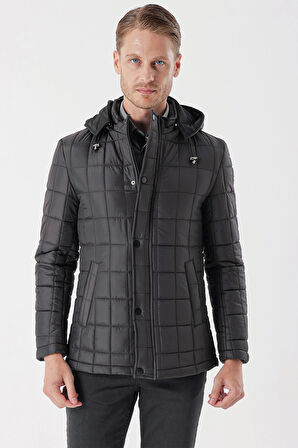 Kapüşonlu Astarlı Slim Fit Dar Kesim Casual Mont 1007235158 Koyu Antrasit