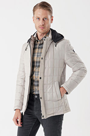 Kapüşonlu Astarlı Slim Fit Dar Kesim Casual Mont 1007235158 Taş Rengi