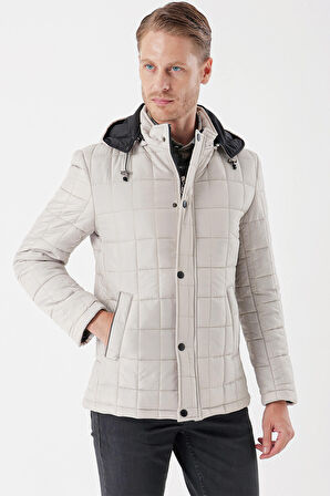 Kapüşonlu Astarlı Slim Fit Dar Kesim Casual Mont 1007235158 Taş Rengi