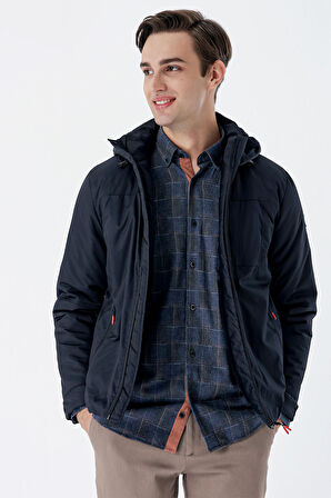 Dik Yaka Astarlı Slim Fit Dar Kesim Casual Mont 1007235161 Koyu Lacivert