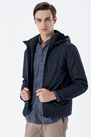 Dik Yaka Astarlı Slim Fit Dar Kesim Casual Mont 1007235161 Koyu Lacivert