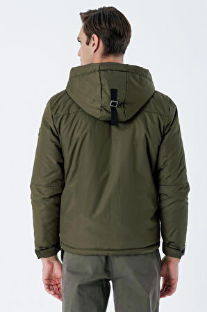 Dik Yaka Astarlı Slim Fit Dar Kesim Casual Mont 1007235161 Koyu Haki