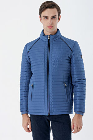 Kapitone Dolumlu Dik Yaka Astarlı Slim Fit Dar Kesim Casual Mont 1007235164 Petrol Mavi