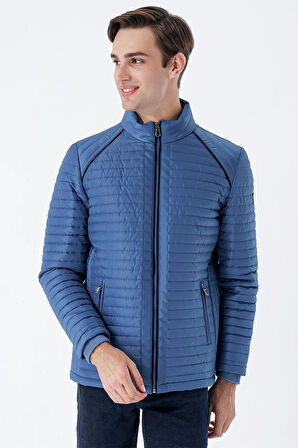 Kapitone Dolumlu Dik Yaka Astarlı Slim Fit Dar Kesim Casual Mont 1007235164 Petrol Mavi