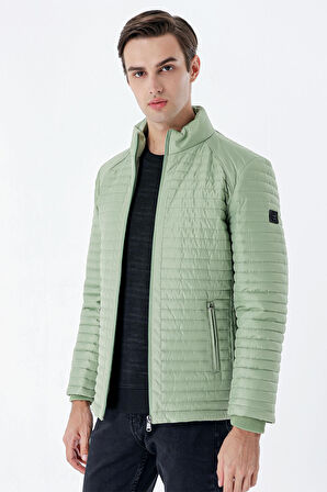 Kapitone Dolumlu Dik Yaka Astarlı Slim Fit Dar Kesim Casual Mont 1007235164 Açık Yeşil