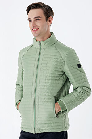 Kapitone Dolumlu Dik Yaka Astarlı Slim Fit Dar Kesim Casual Mont 1007235164 Açık Yeşil