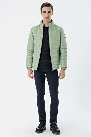 Kapitone Dolumlu Dik Yaka Astarlı Slim Fit Dar Kesim Casual Mont 1007235164 Açık Yeşil
