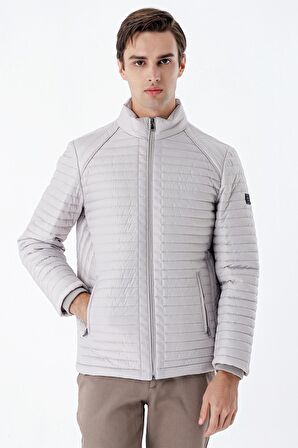Taş Rengi Kapitone Dolumlu Dik Yaka Astarlı Slim Fit Dar Kesim Casual Mont 1007235264