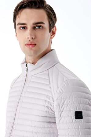 Taş Rengi Kapitone Dolumlu Dik Yaka Astarlı Slim Fit Dar Kesim Casual Mont 1007235264