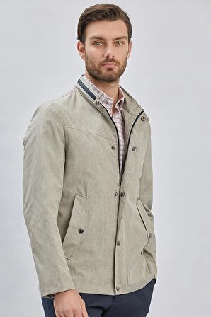 Koyu Bej Dik Yaka Yarım Astar Comfort Fit Rahat Kesim Casual Mont 1007240150