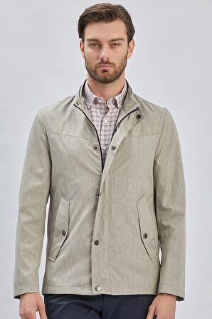 Koyu Bej Dik Yaka Yarım Astar Comfort Fit Rahat Kesim Casual Mont 1007240150