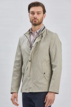 Koyu Bej Dik Yaka Yarım Astar Comfort Fit Rahat Kesim Casual Mont 1007240150