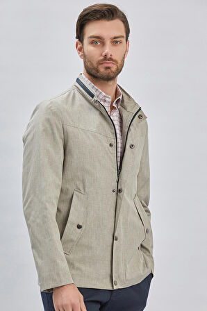 Koyu Bej Dik Yaka Yarım Astar Comfort Fit Rahat Kesim Casual Mont 1007240150