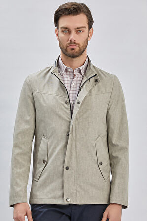 Koyu Bej Dik Yaka Yarım Astar Comfort Fit Rahat Kesim Casual Mont 1007240150