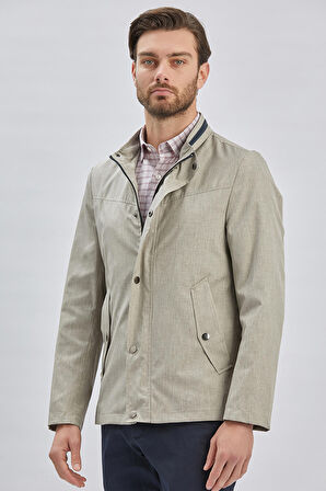 Koyu Bej Dik Yaka Yarım Astar Comfort Fit Rahat Kesim Casual Mont 1007240150