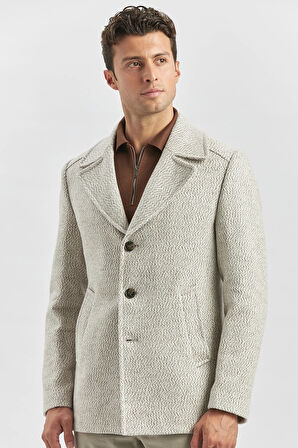 Kaşe Kırlangıç Yaka Desenli Astarlı Slim Fit Dar Kesim Klasik Mont 1007245150