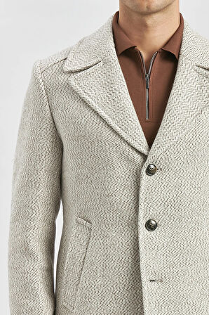 Kaşe Kırlangıç Yaka Desenli Astarlı Slim Fit Dar Kesim Klasik Mont 1007245150