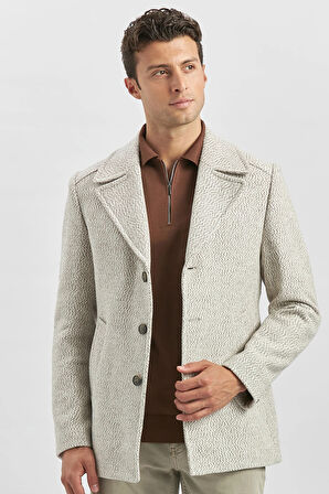 Kaşe Kırlangıç Yaka Desenli Astarlı Slim Fit Dar Kesim Klasik Mont 1007245150