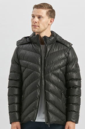 Dolumlu Çıkarılabilir Kapüşonlu Astarlı Slim Fit Dar Kesim Casual Mont 1007245151