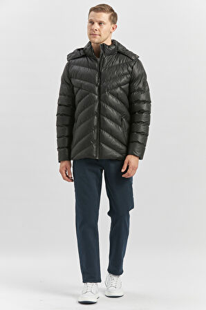 Dolumlu Çıkarılabilir Kapüşonlu Astarlı Slim Fit Dar Kesim Casual Mont 1007245151