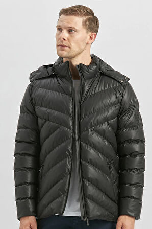 Dolumlu Çıkarılabilir Kapüşonlu Astarlı Slim Fit Dar Kesim Casual Mont 1007245151