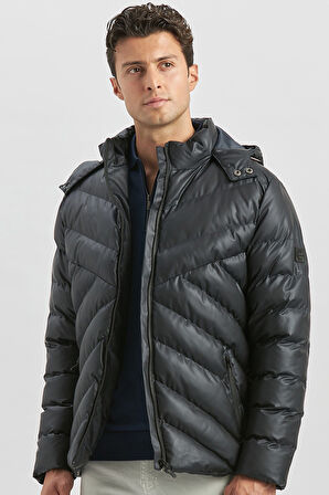 Dolumlu Çıkarılabilir Kapüşonlu Astarlı Slim Fit Dar Kesim Casual Mont 1007245151