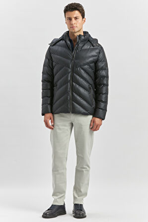 Dolumlu Çıkarılabilir Kapüşonlu Astarlı Slim Fit Dar Kesim Casual Mont 1007245151