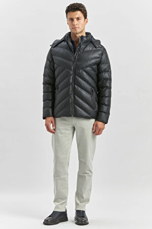 Dolumlu Çıkarılabilir Kapüşonlu Astarlı Slim Fit Dar Kesim Casual Mont 1007245151