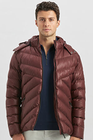 Dolumlu Çıkarılabilir Kapüşonlu Astarlı Slim Fit Dar Kesim Casual Mont 1007245151