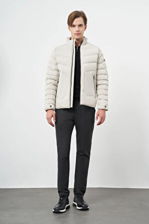 Taş Rengi Dolumlu Hakim Yaka Slim Fit Dar Kesim Klasik Mont 1007245153