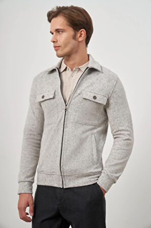 Taş Rengi Örme Bebe Yaka Kendinden Desenli Yırtmaçsız Astarsız Slim Fit Classic Mont 1007245156