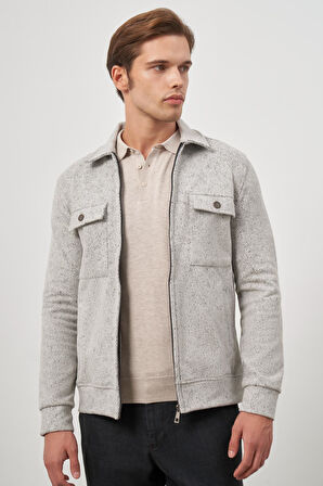 Taş Rengi Örme Bebe Yaka Kendinden Desenli Yırtmaçsız Astarsız Slim Fit Classic Mont 1007245156