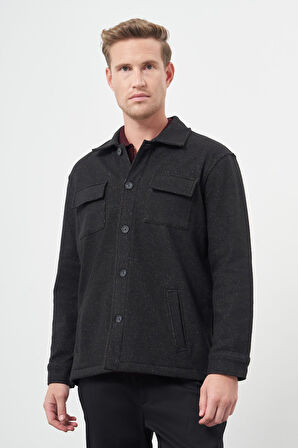 Siyah Örme Polo Yaka Jakarlı Desen Yırtmaçsız Astarsız Slim Fit Classic Mont 1007245161