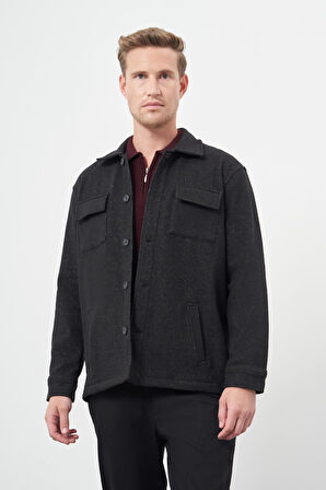 Siyah Örme Polo Yaka Jakarlı Desen Yırtmaçsız Astarsız Slim Fit Classic Mont 1007245161