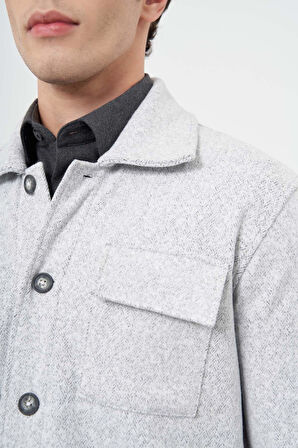 Gri Örme Polo Yaka Jakarlı Desen Yırtmaçsız Astarsız Slim Fit Classic Mont 1007245161