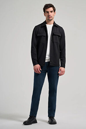 Siyah Armürlü Bebe Yaka Kendinden Desenli Pamuklu Yırtmaçsız Tam Astar Garnisiz-Biyesiz Standart Fit Mont 1007245163