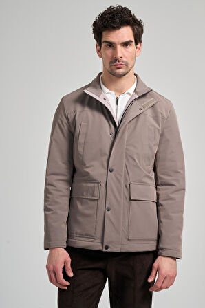 Bej Dik Yaka Yan Cep Dolum Şişme Standart Fit Casual Mont 1007245166