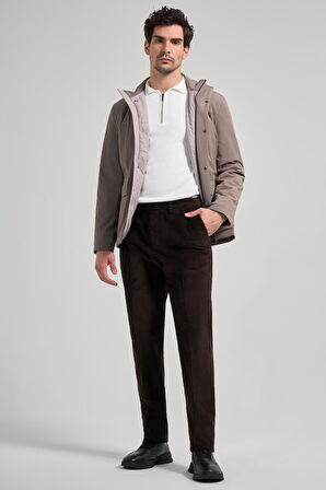 Bej Dik Yaka Yan Cep Dolum Şişme Standart Fit Casual Mont 1007245166