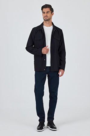 Düz Gabardin Polo Yaka Tam Astar Esnek Standart Fit Mont 1007250111