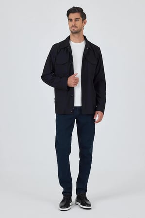 Düz Gabardin Polo Yaka Tam Astar Esnek Standart Fit Mont 1007250111