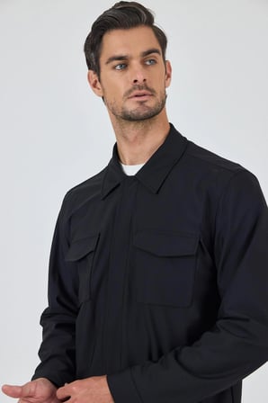Düz Gabardin Polo Yaka Tam Astar Esnek Standart Fit Mont 1007250111