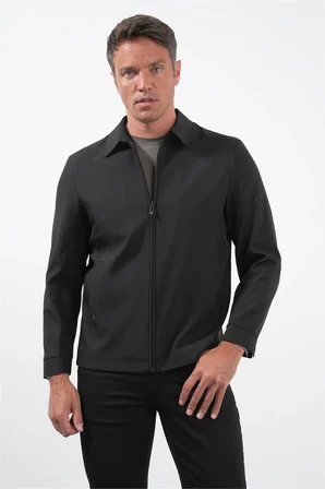Siyah Berberi Yaka Slim Fit Mont 1007260155