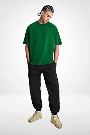 Unisex Oversize %100 Pamuk Bisiklet Yaka Tişört