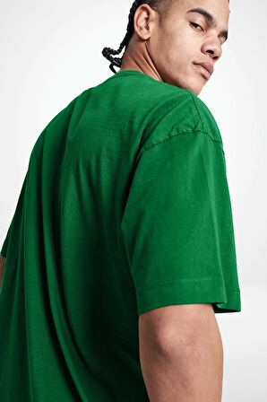 Unisex Oversize %100 Pamuk Bisiklet Yaka Tişört