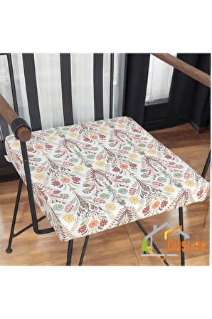 40x40 İskandinav Otantik Desenli Su ve Leke İtici Fermuarlı Bağcıklı Sandalye Minderi 5 cm