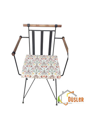40x40 İskandinav Otantik Desenli Su ve Leke İtici Fermuarlı Bağcıklı Sandalye Minderi 5 cm